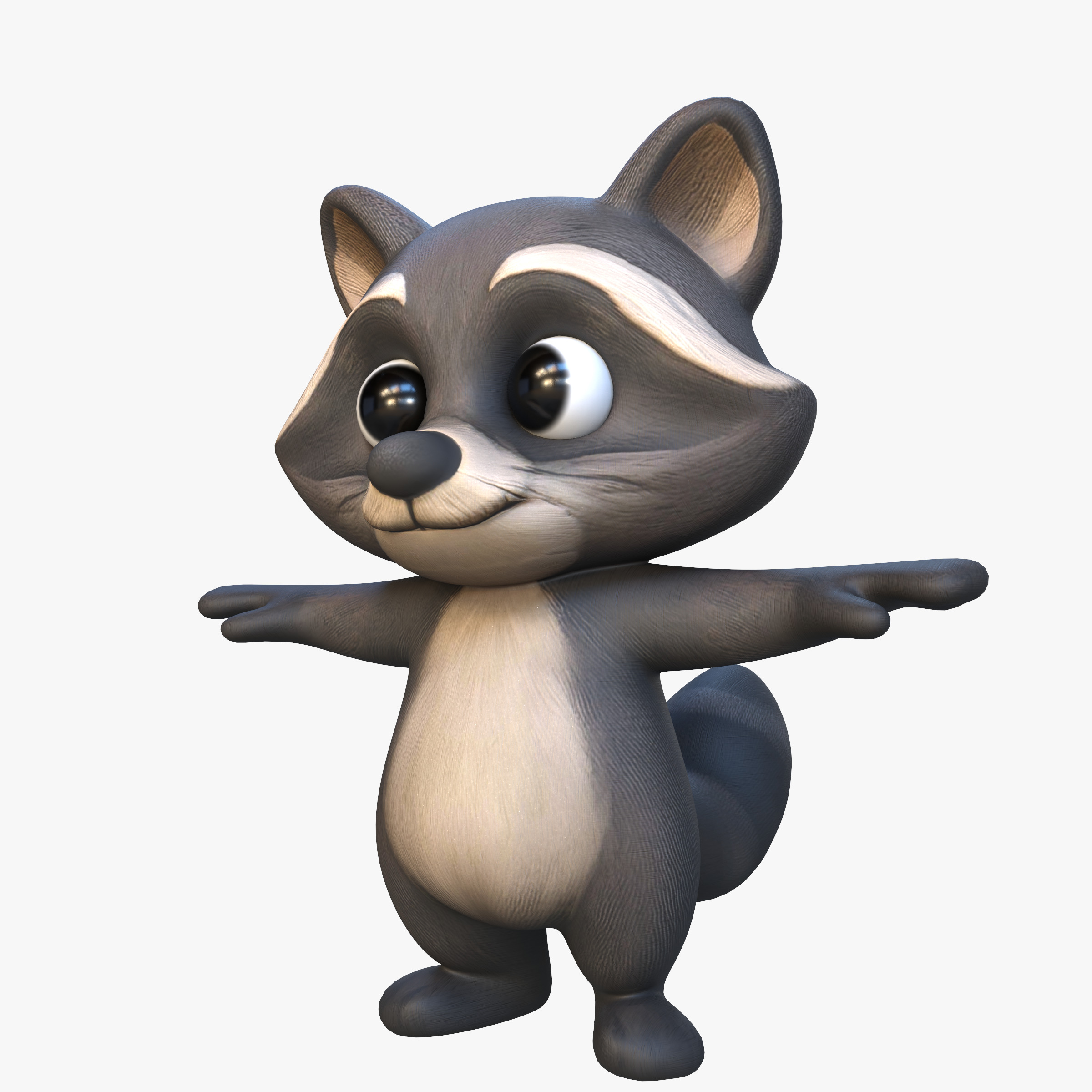 Cartoon Raccoon Low-poly 3D model_3