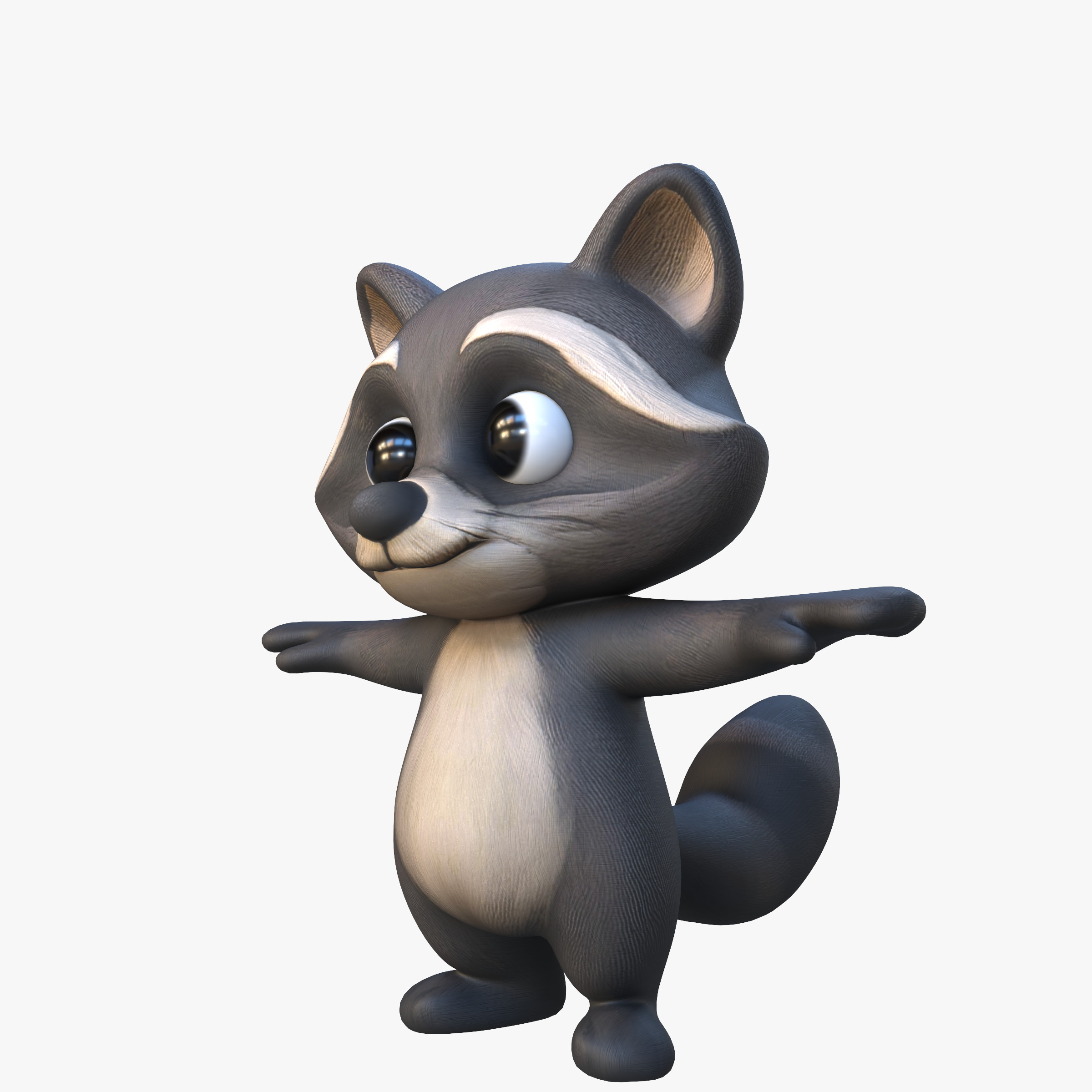 Cartoon Raccoon Low-poly 3D model_4