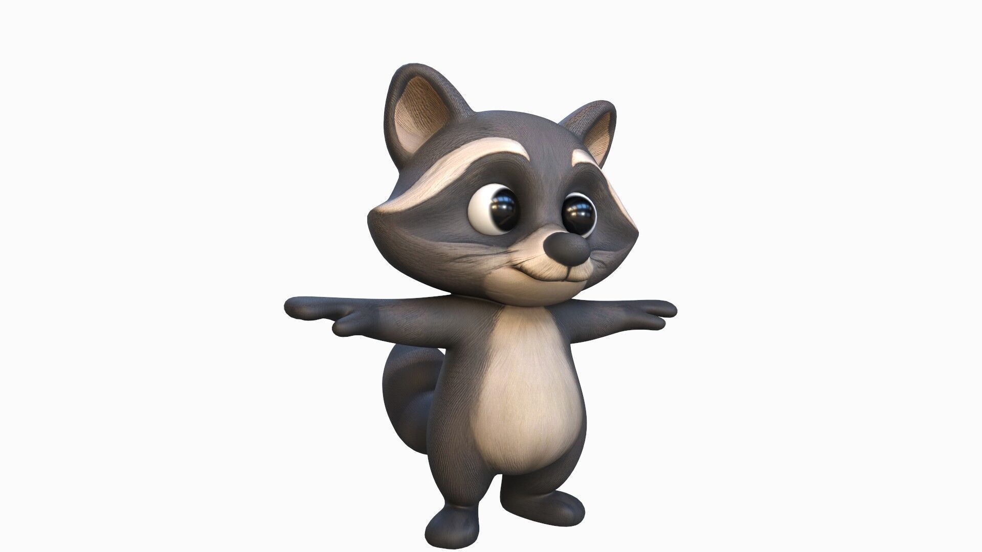 Cartoon Raccoon Low-poly 3D model_6