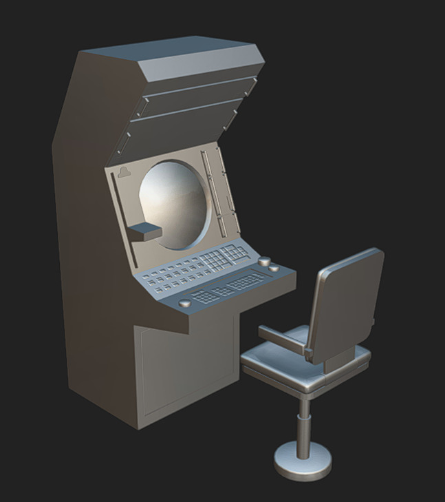 Computer Terminal 05 Low-poly 3D model_7