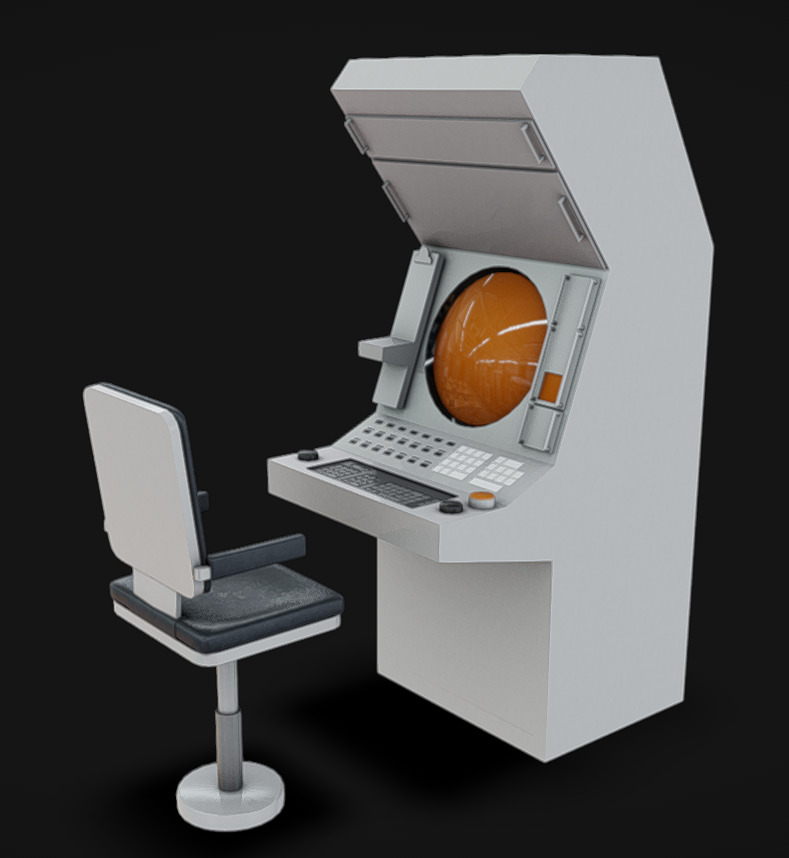 Computer Terminal 05 Low-poly 3D model_1