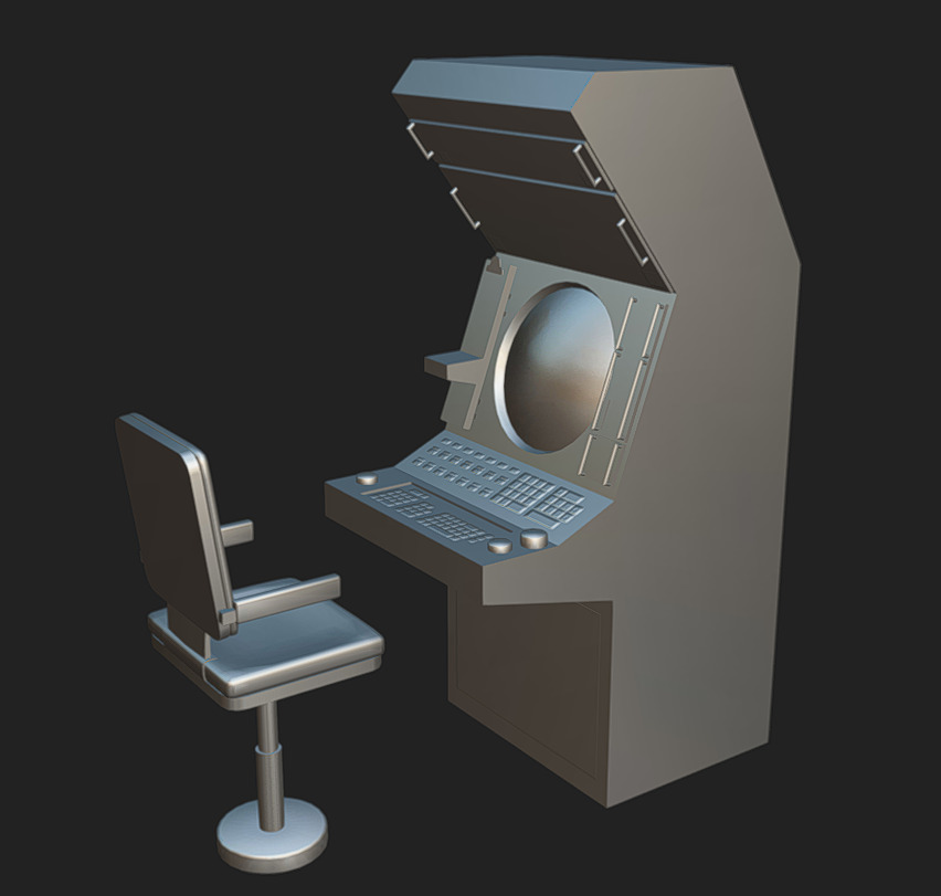 Computer Terminal 05 Low-poly 3D model_6
