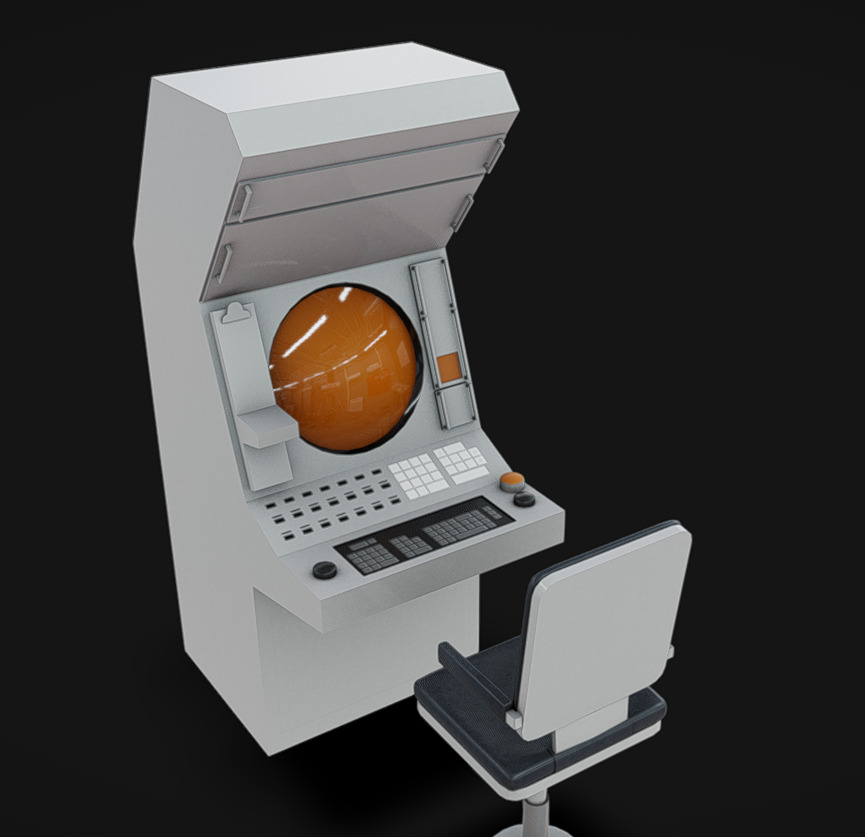Computer Terminal 05 Low-poly 3D model_3