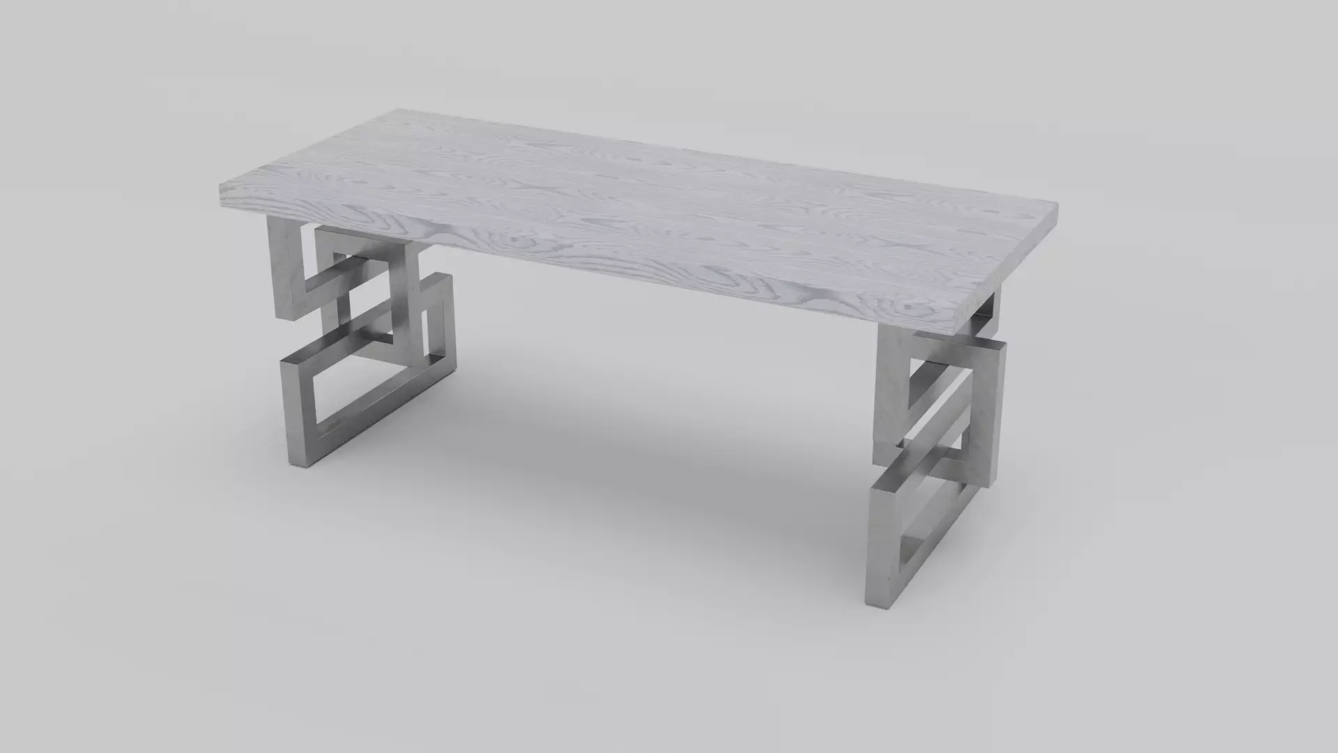 Modern Geometric Metal-Leg Dining Table Light Wood Finish Free low-poly 3D model