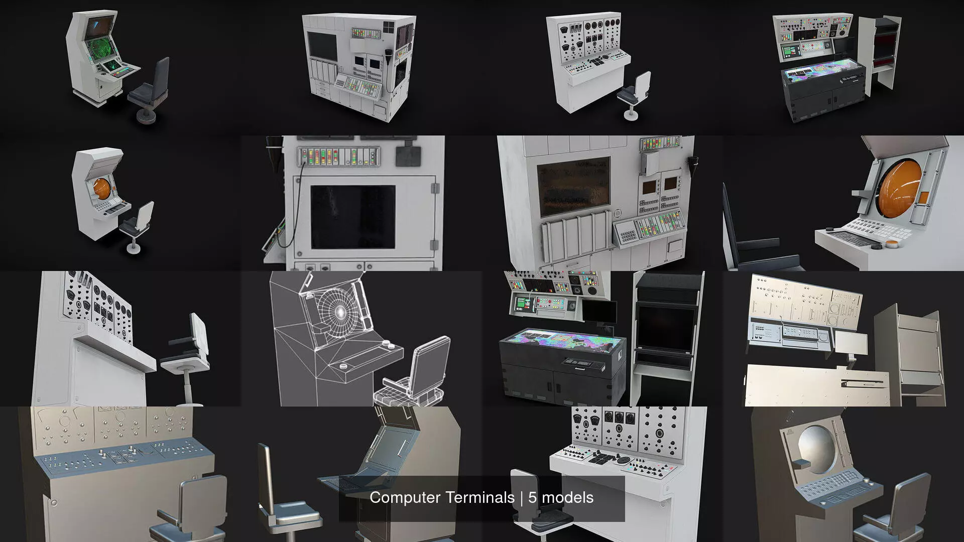 Computer Terminals 3D Model Collection_0