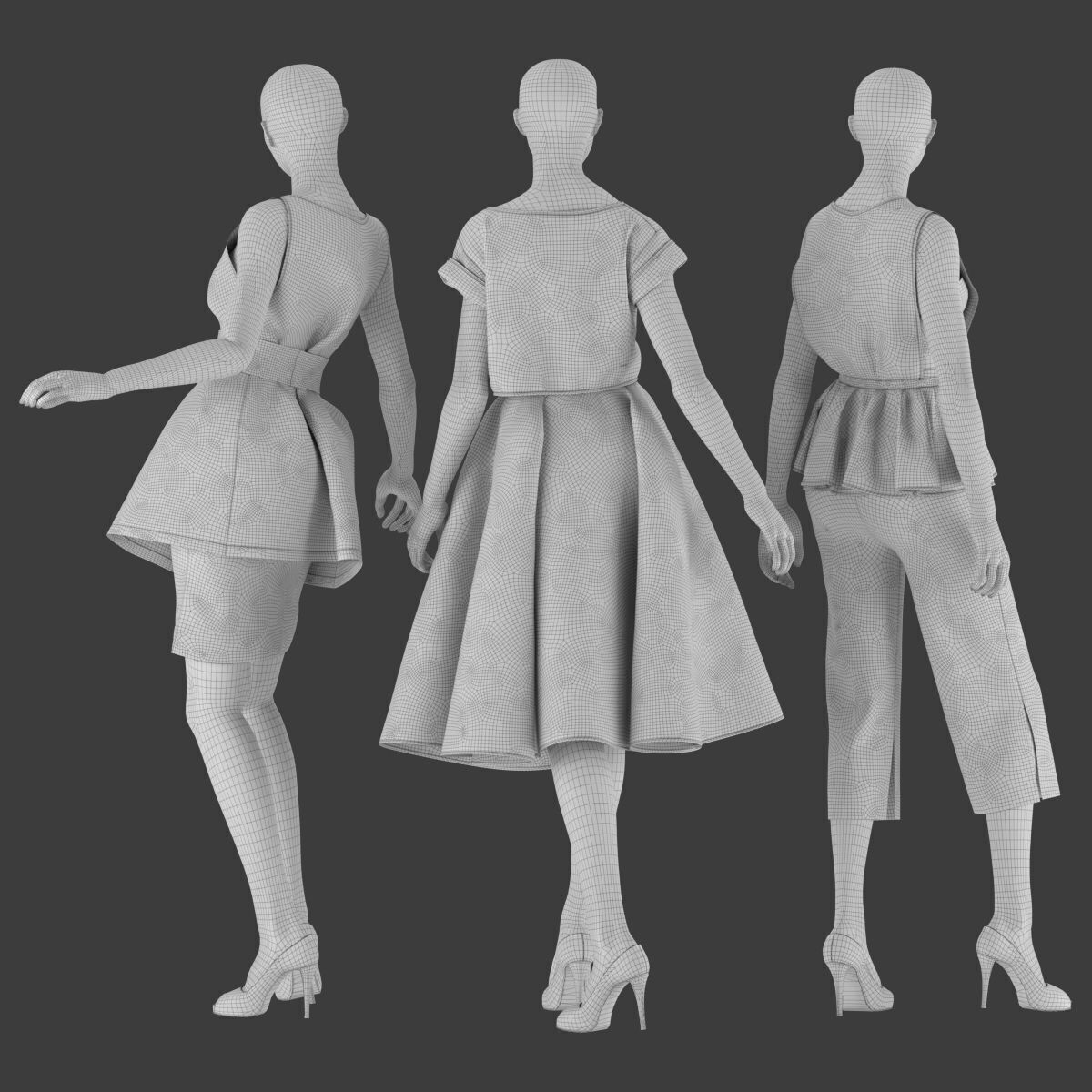 Mannequin Set Vol 08 Low-poly 3D model_4