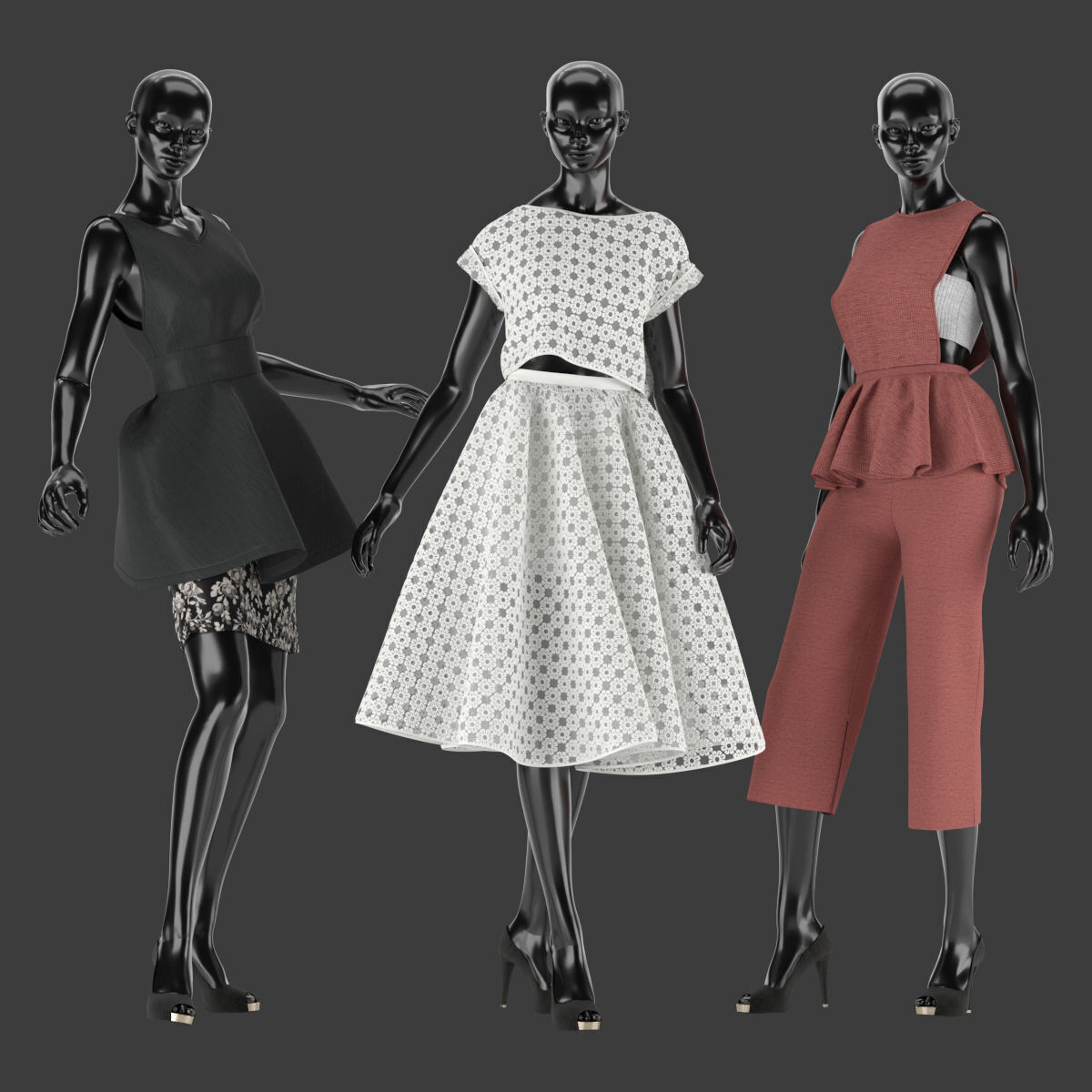 Mannequin Set Vol 08 Low-poly 3D model_2