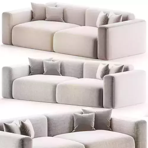  Beige Microfiber Modern Sofa by litfad 2