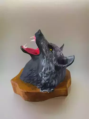 Howling Wolf Bust STL File   Wall Mountable 3D Print Model 3D print model