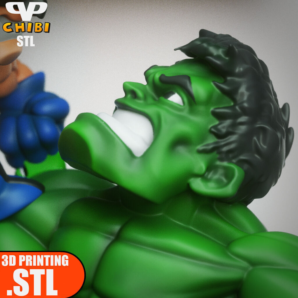 Wolverine vs Hulk Chibi STL for 3D Printing ChibiSTL 3DXM 3D print model_2