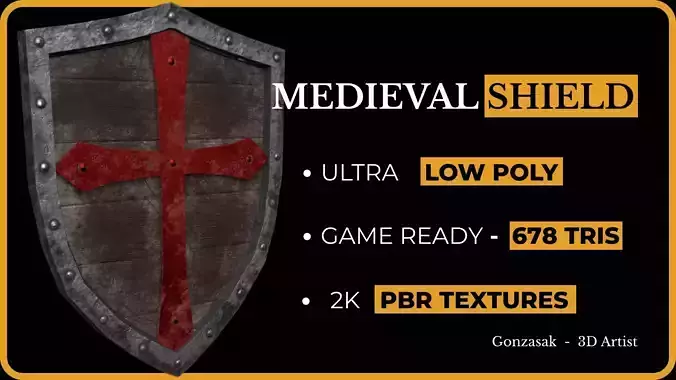 Medieval Shield Game-Ready Ultra Low Poly