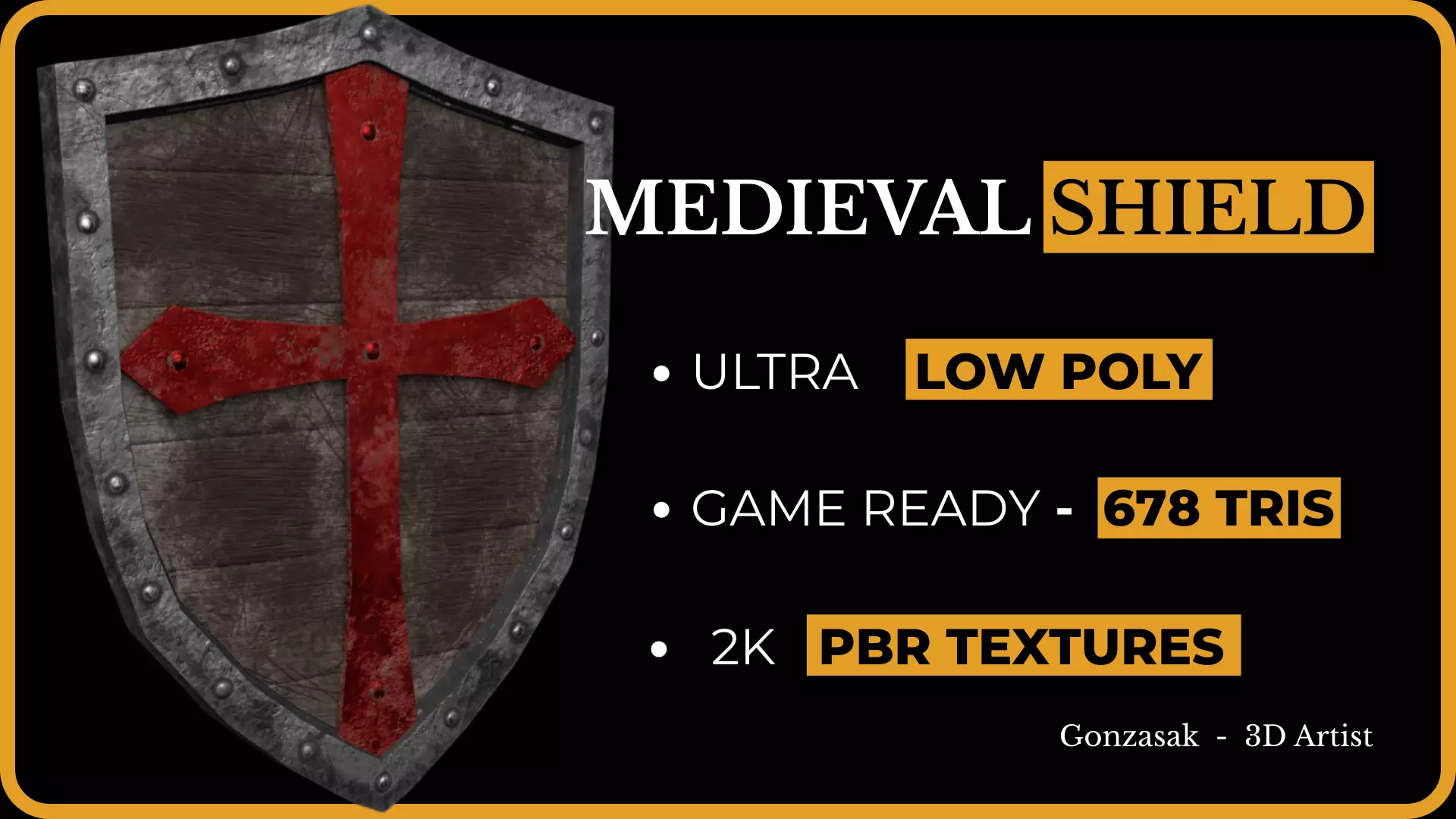 Medieval Shield Game-Ready Ultra Low Poly Low-poly 3D model