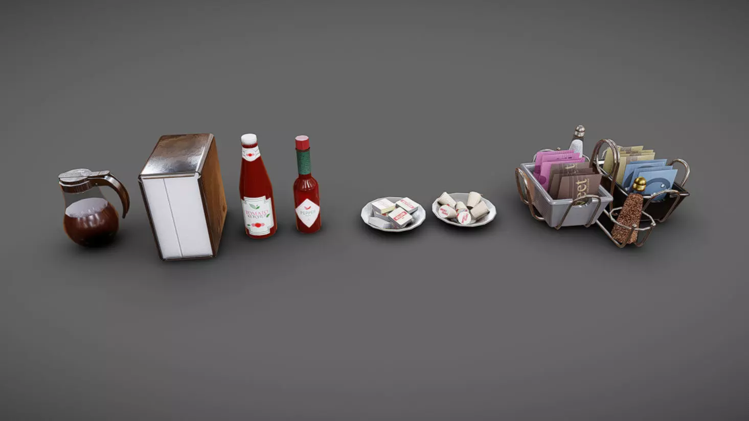 Condiments Low-poly 3D model