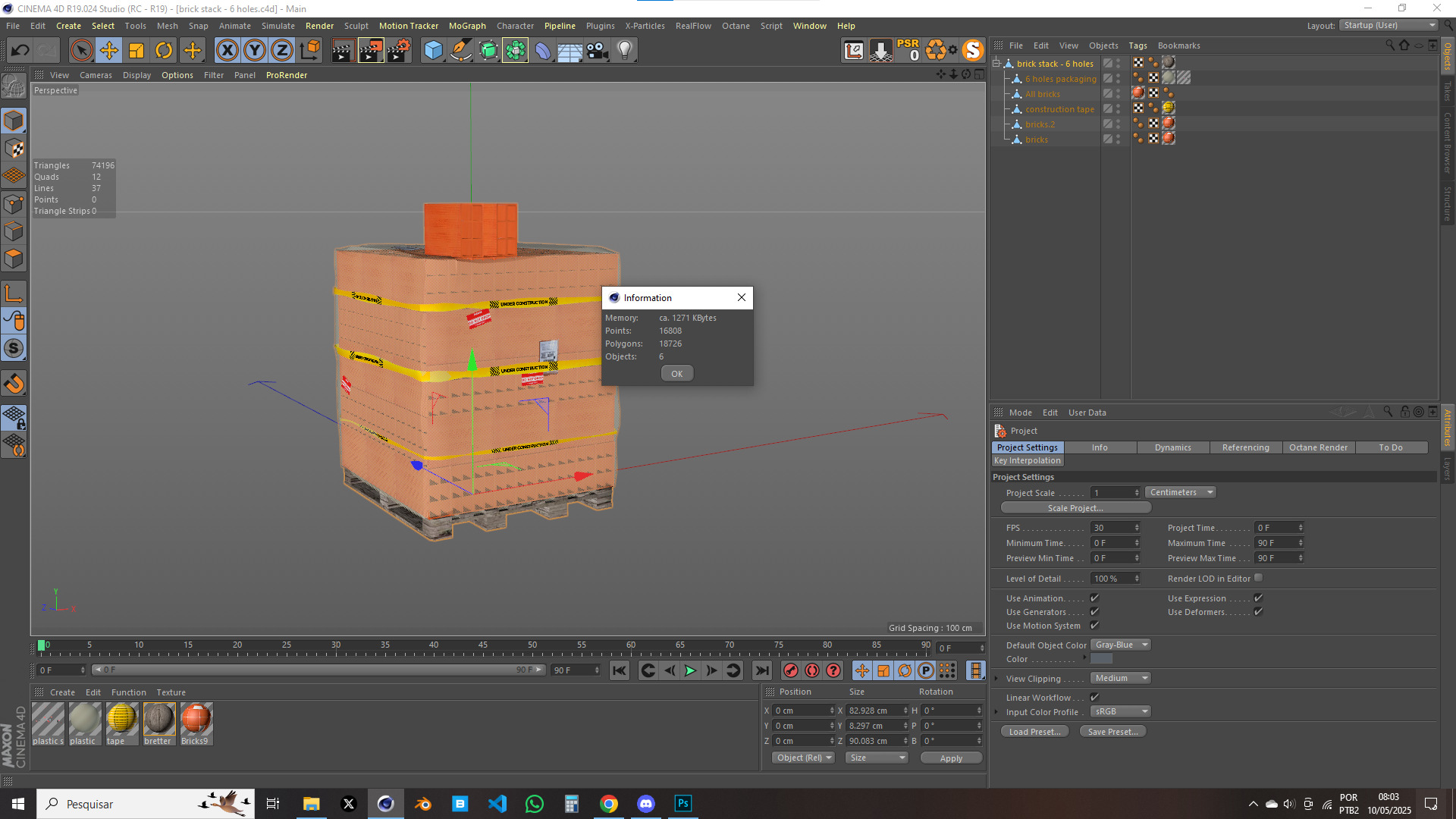 Brick Stack - 6 Holes 3D model_13