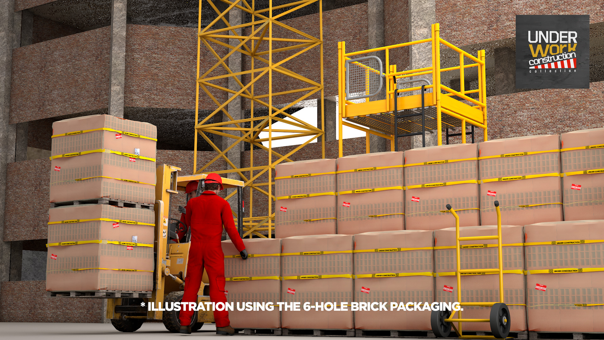 Brick Stack - 6 Holes 3D model_1