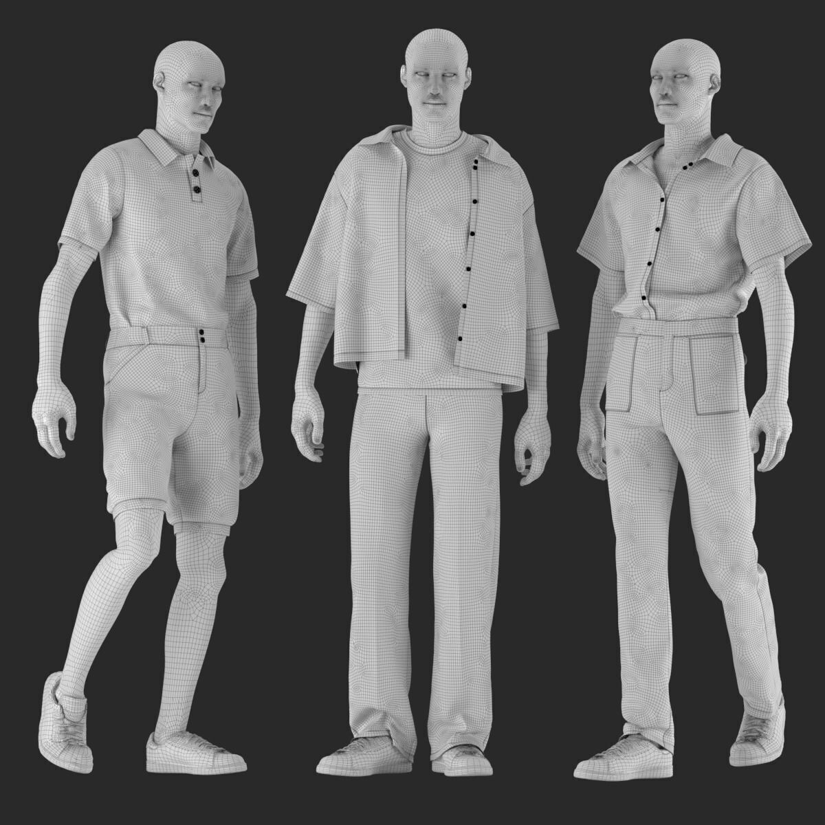 Mannequin Set Vol 009 Low-poly 3D model_6