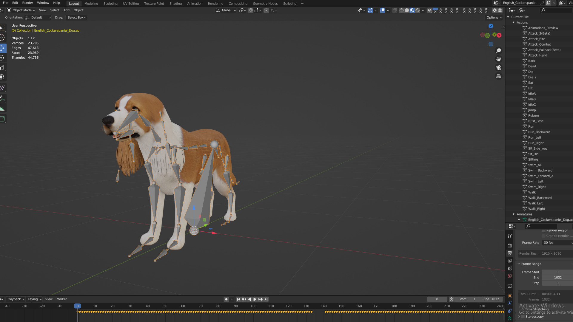 English Cocker Spaniel Dog Low-poly 3D model_3