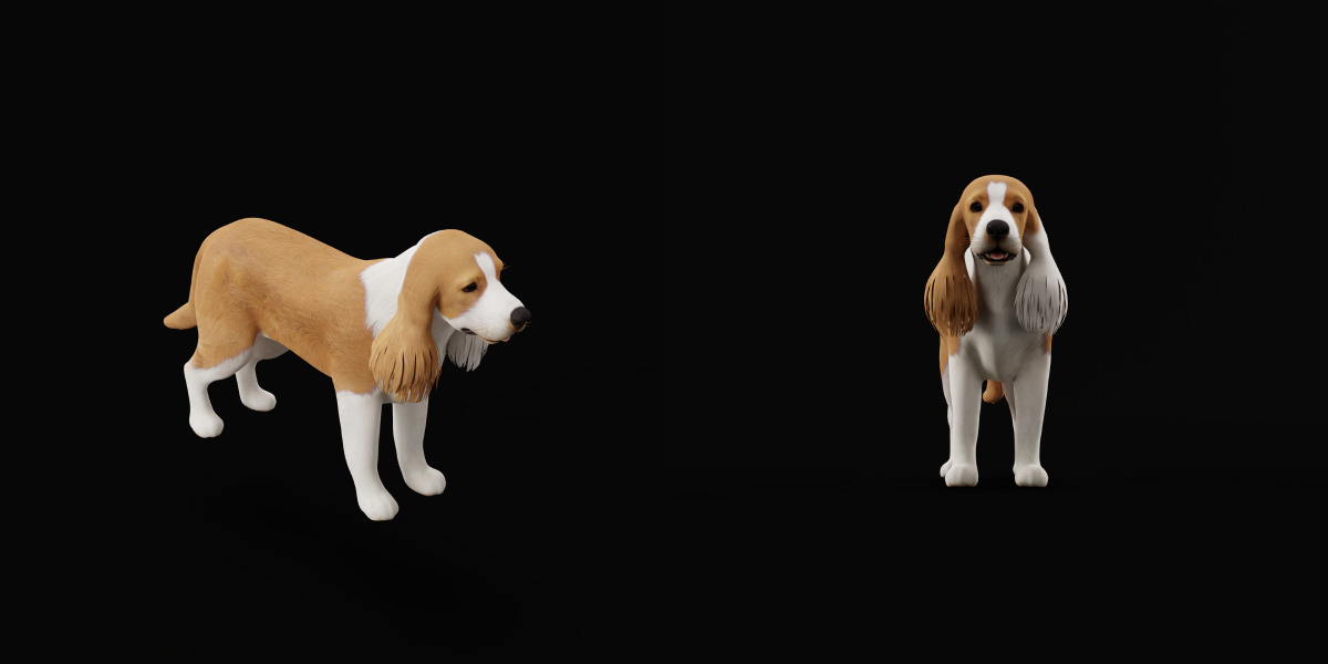 English Cocker Spaniel Dog Low-poly 3D model_9
