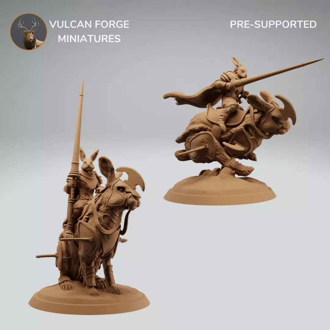 Harengon Rabbit Folk Knight riding a Giant Battle Rabbit Bundle 3D print model