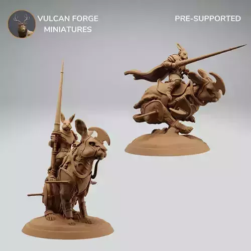 Harengon Rabbit Folk Knight riding a Giant Battle Rabbit Bundle 3D print model