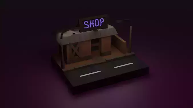 Low-Poly Shop Scene