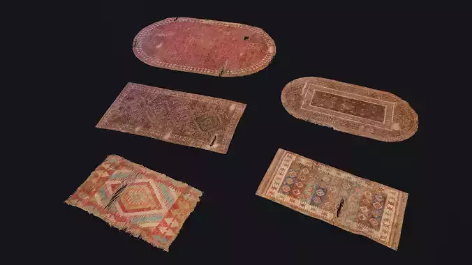 Small Carpets 1-5 Low-poly 3D model