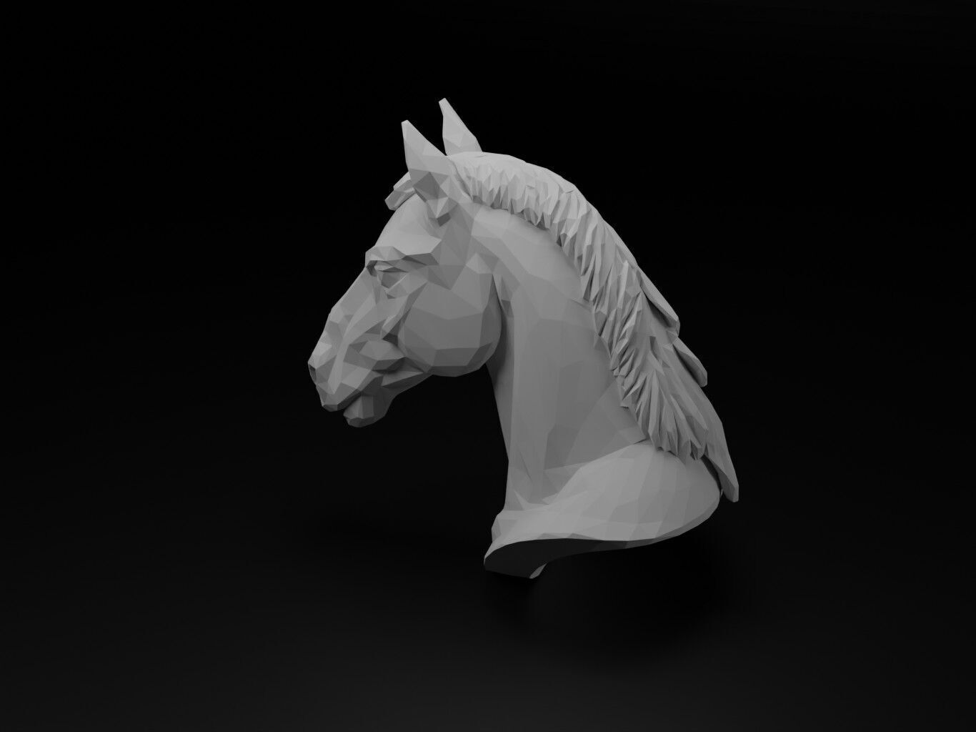 Horse Animal Low Poly 3D print model_2