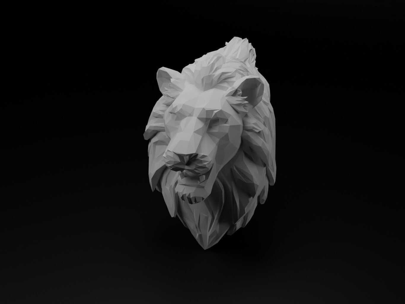 Lion Animal Low Poly 3D print model_2
