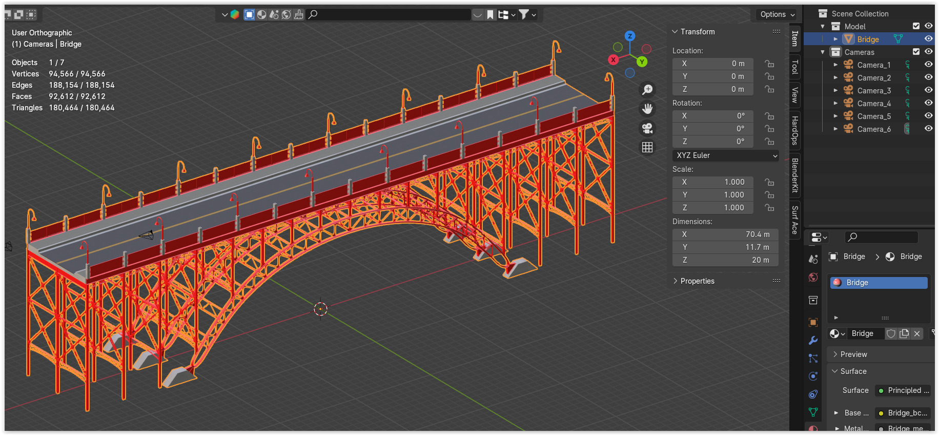 Steel road bridge PBR 3D model_11