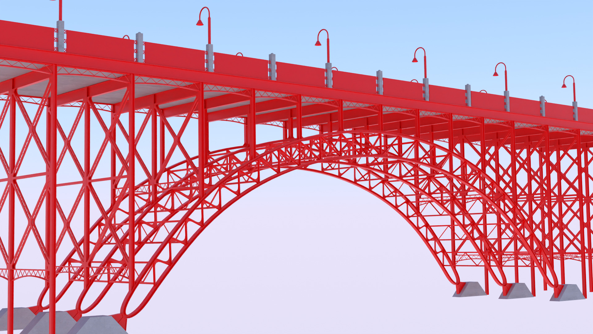 Steel road bridge PBR 3D model_5