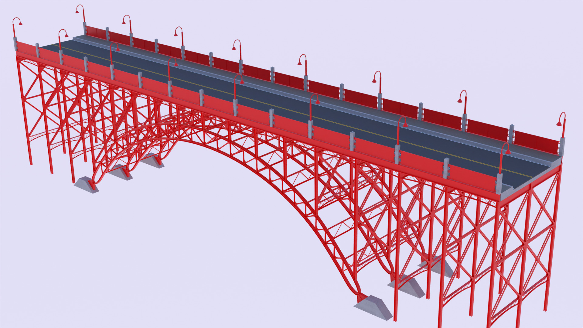 Steel road bridge PBR 3D model_2