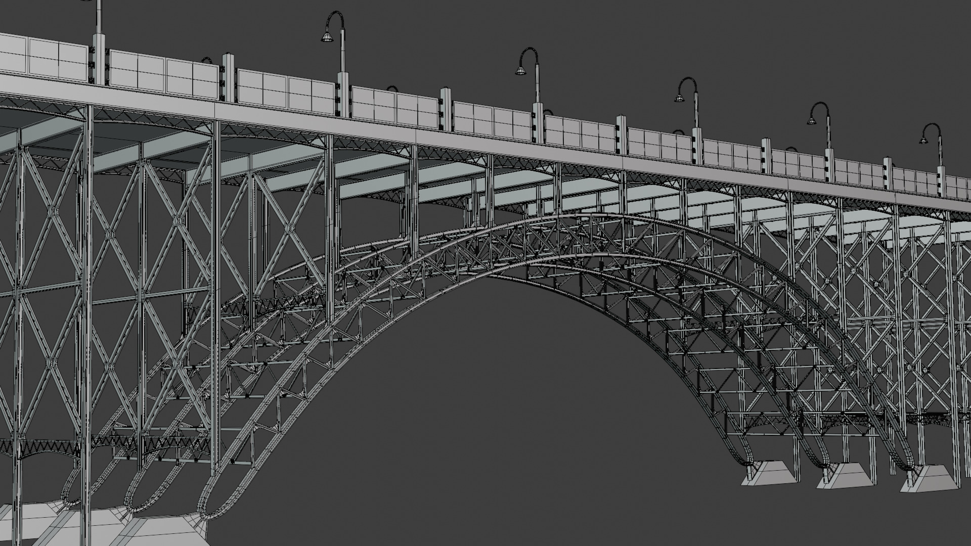 Steel road bridge PBR 3D model_6