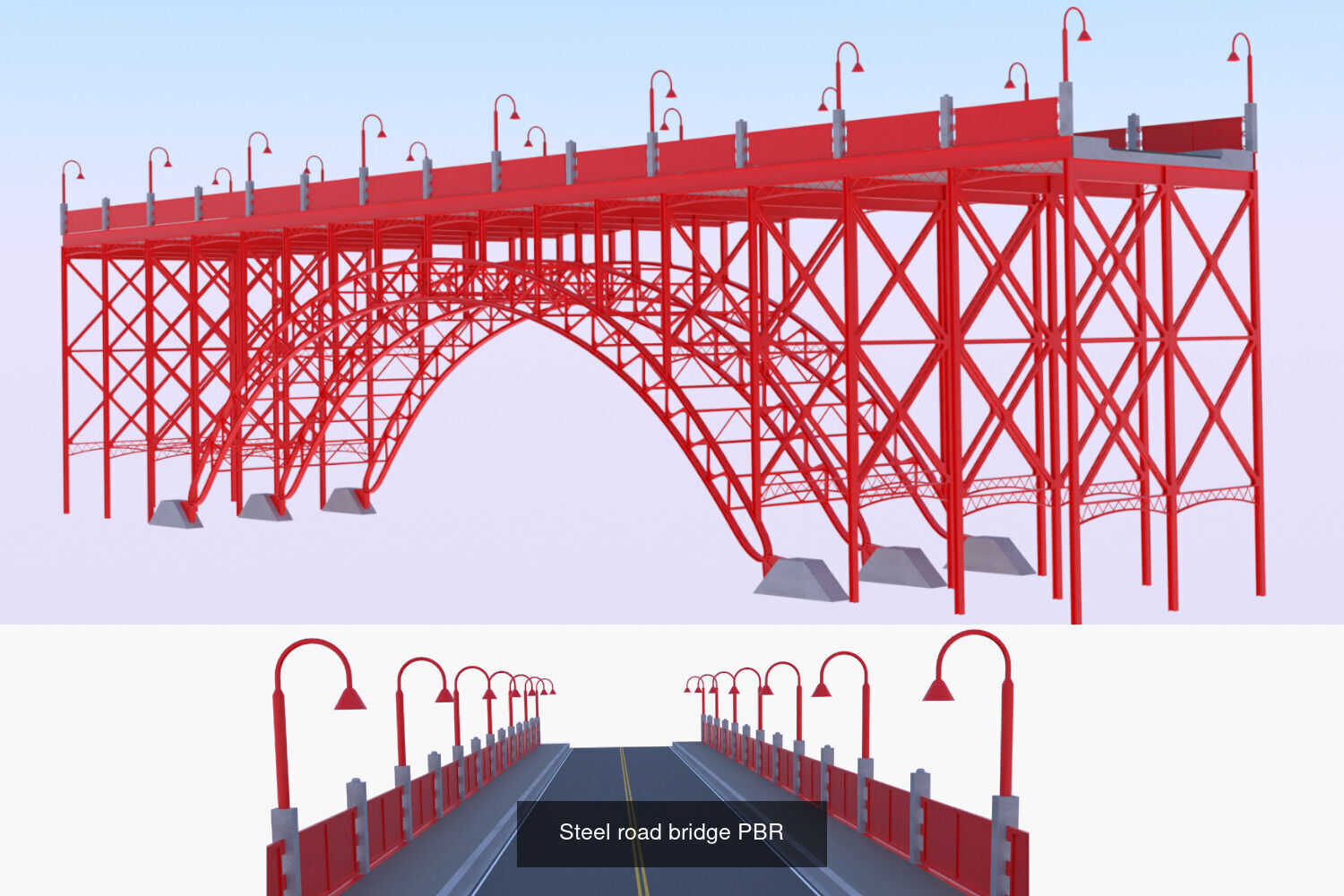 Concrete and steel bridge PBR 3D Model Collection_6