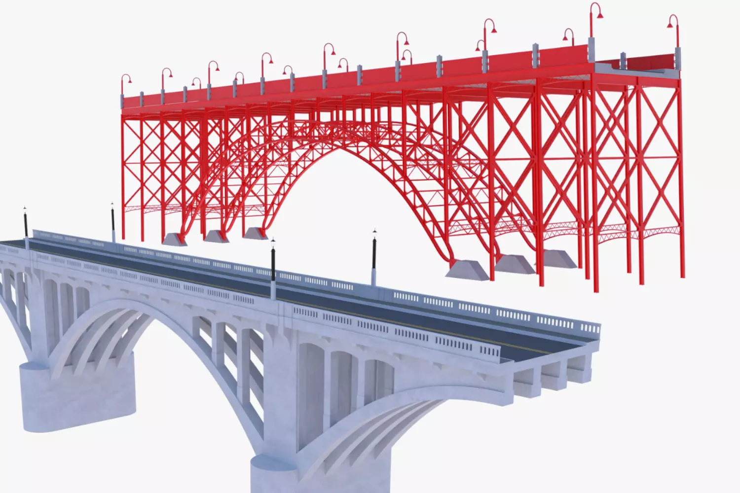 Concrete and steel bridge PBR 3D Model Collection_0