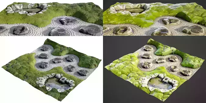 Japanese Zen Garden 08 - Realistic and Stylized Low-poly 3D model