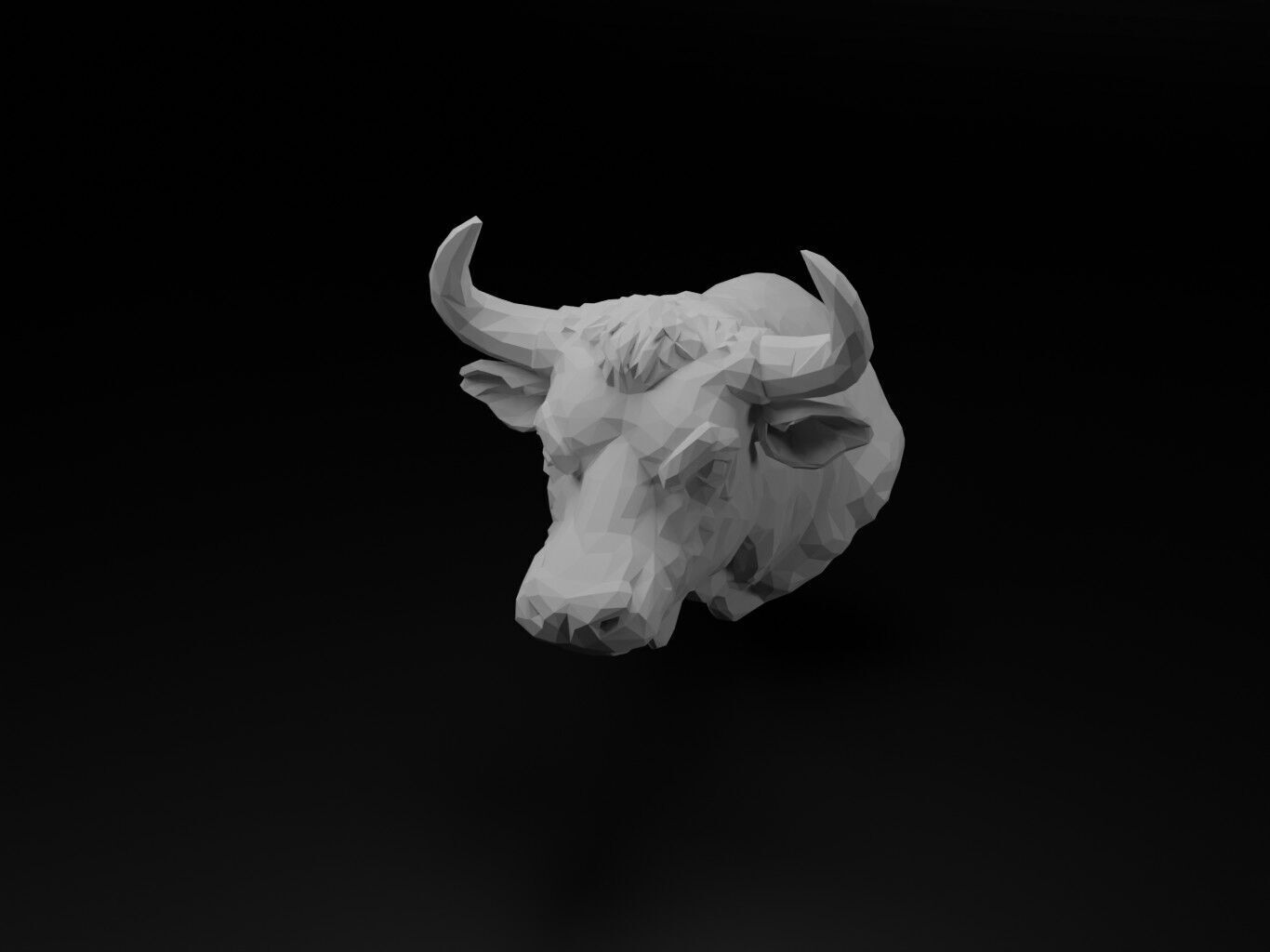 Bull Animal Low Poly 3D print model_2