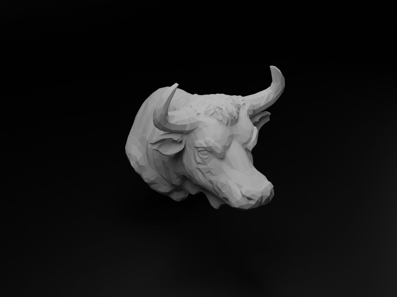 Bull Animal Low Poly 3D print model_1