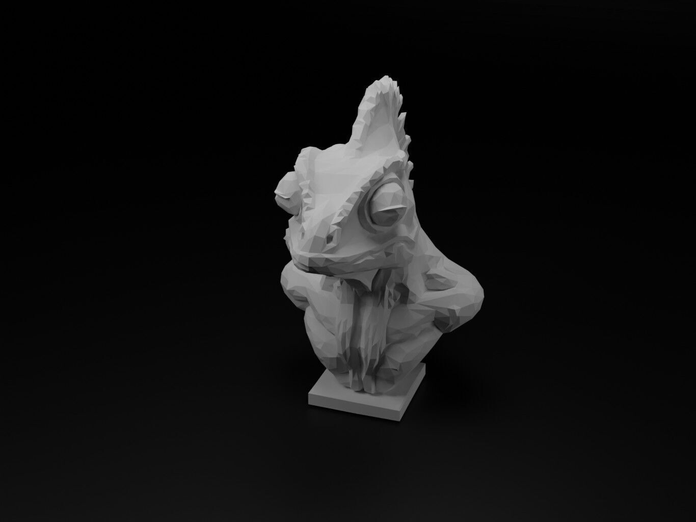 Chameleon Animal Low Poly 3D print model_2