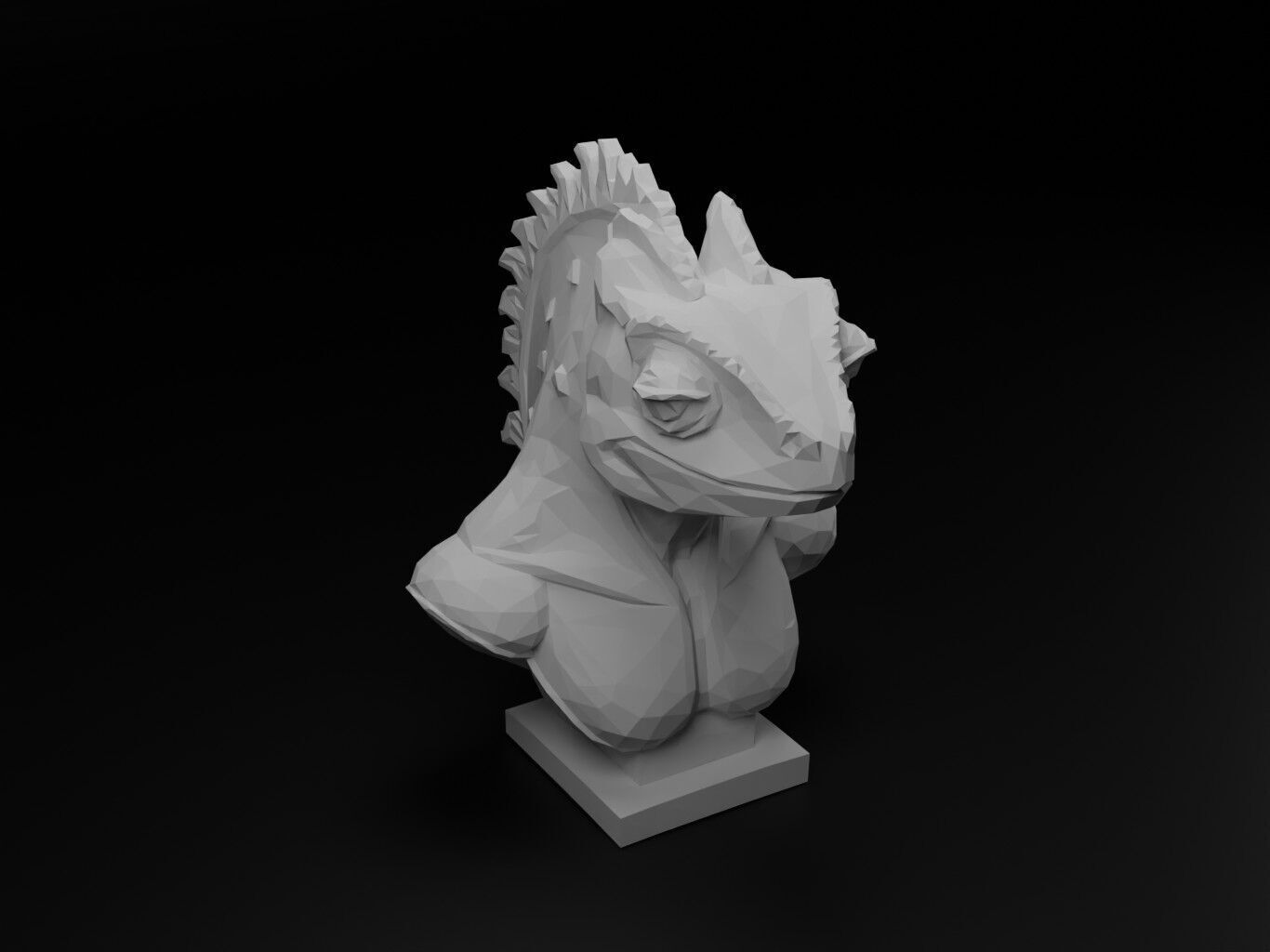 Chameleon Animal Low Poly 3D print model_1