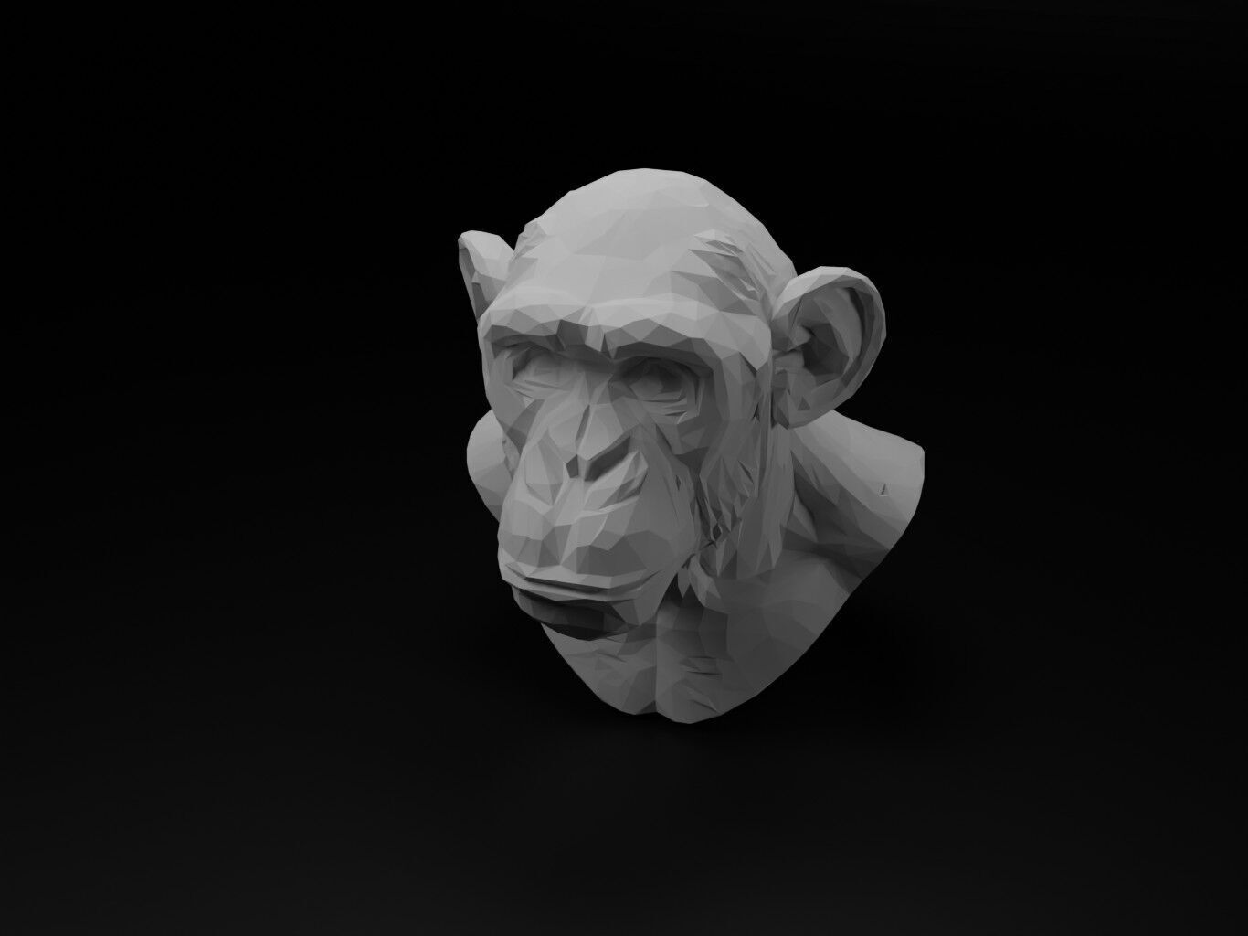 Chimpanzee Animal Low Poly 3D print model_2