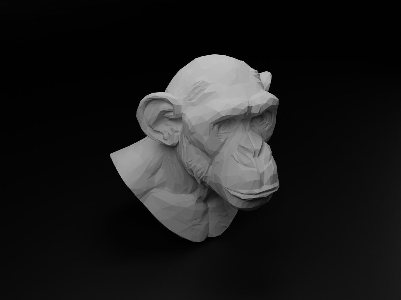 Chimpanzee Animal Low Poly 3D print model_1