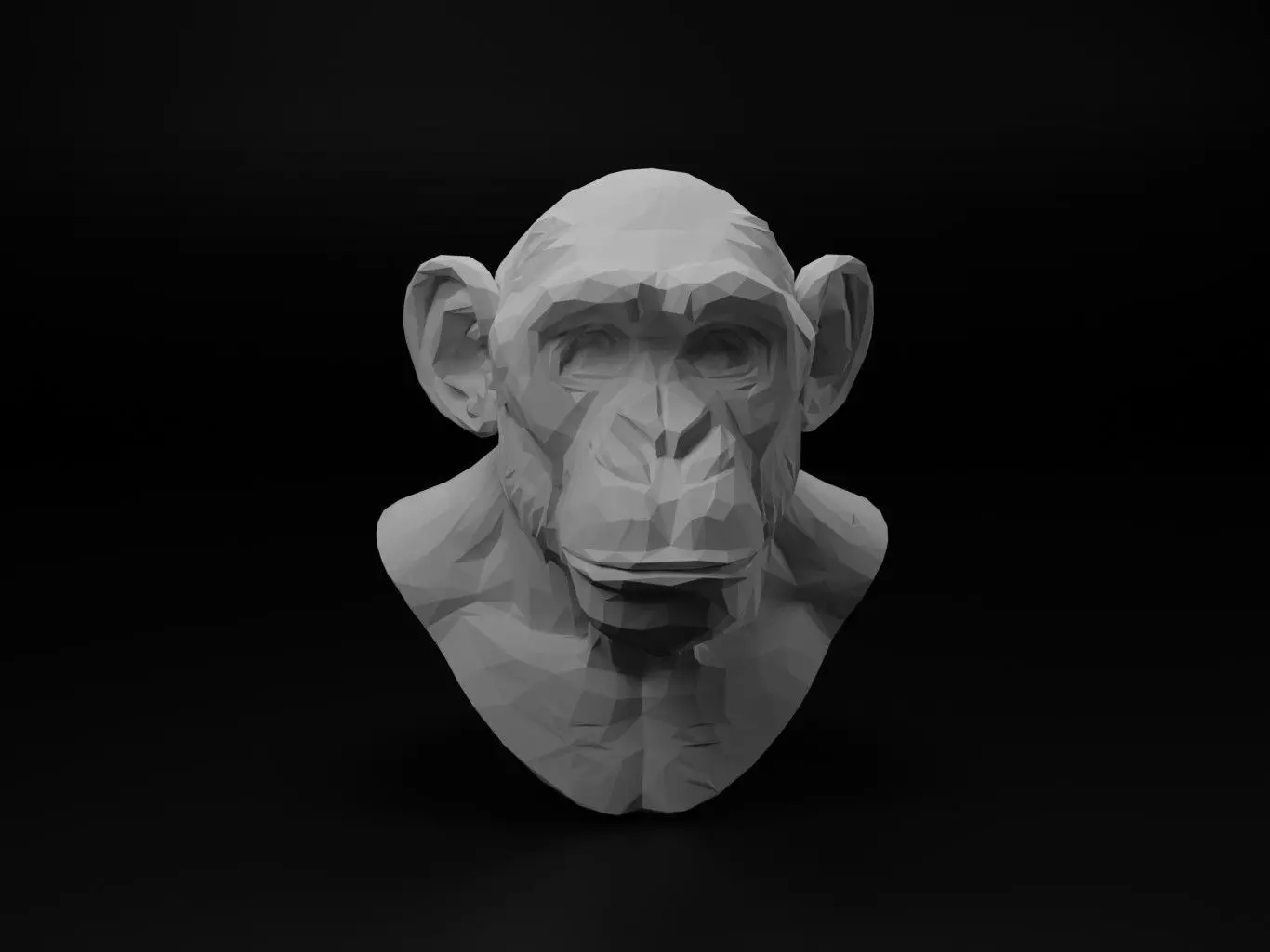 Chimpanzee Animal Low Poly 3D print model_0