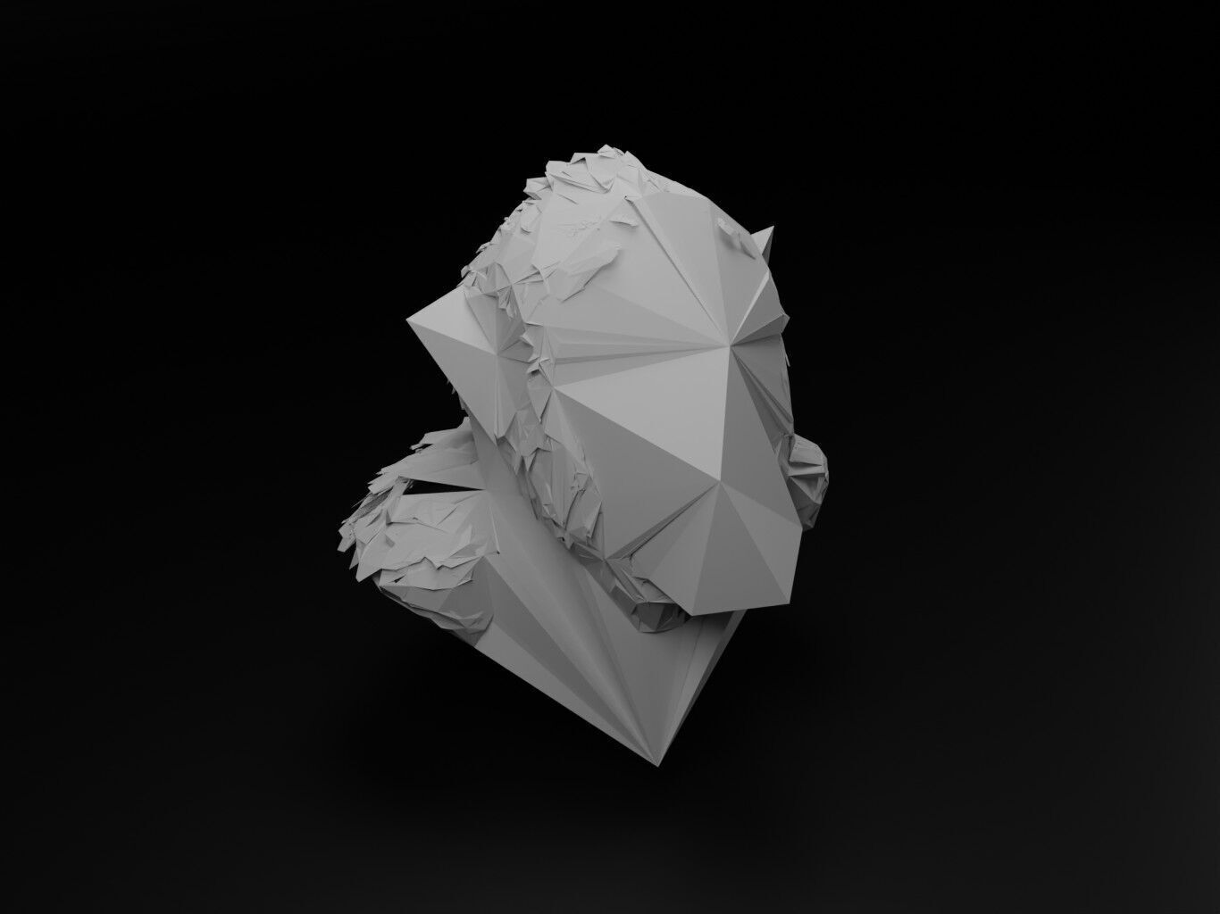 Chimpanzee Animal Low Poly 3D print model_1