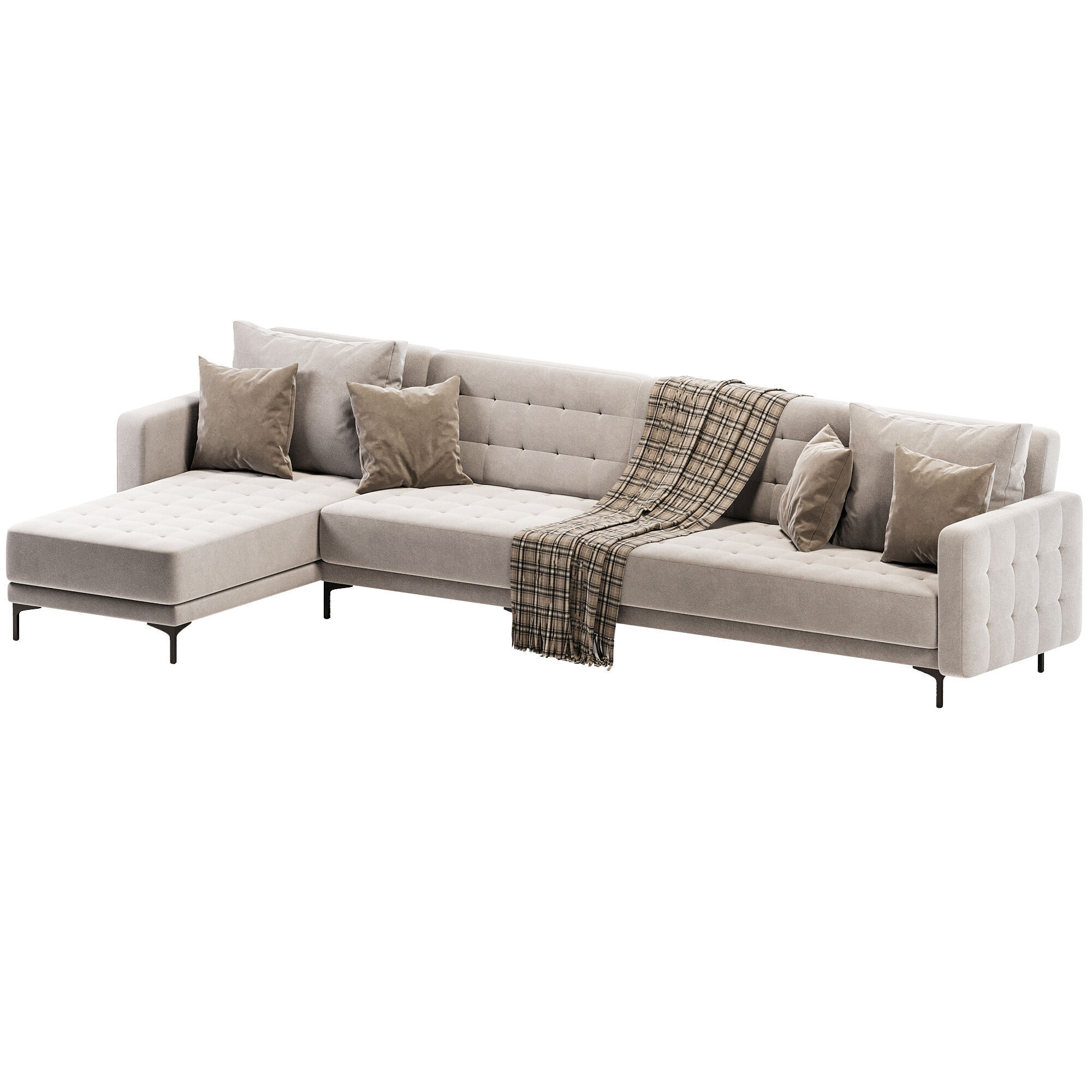 Right Hand Modular Faux Sofa 3D model_1