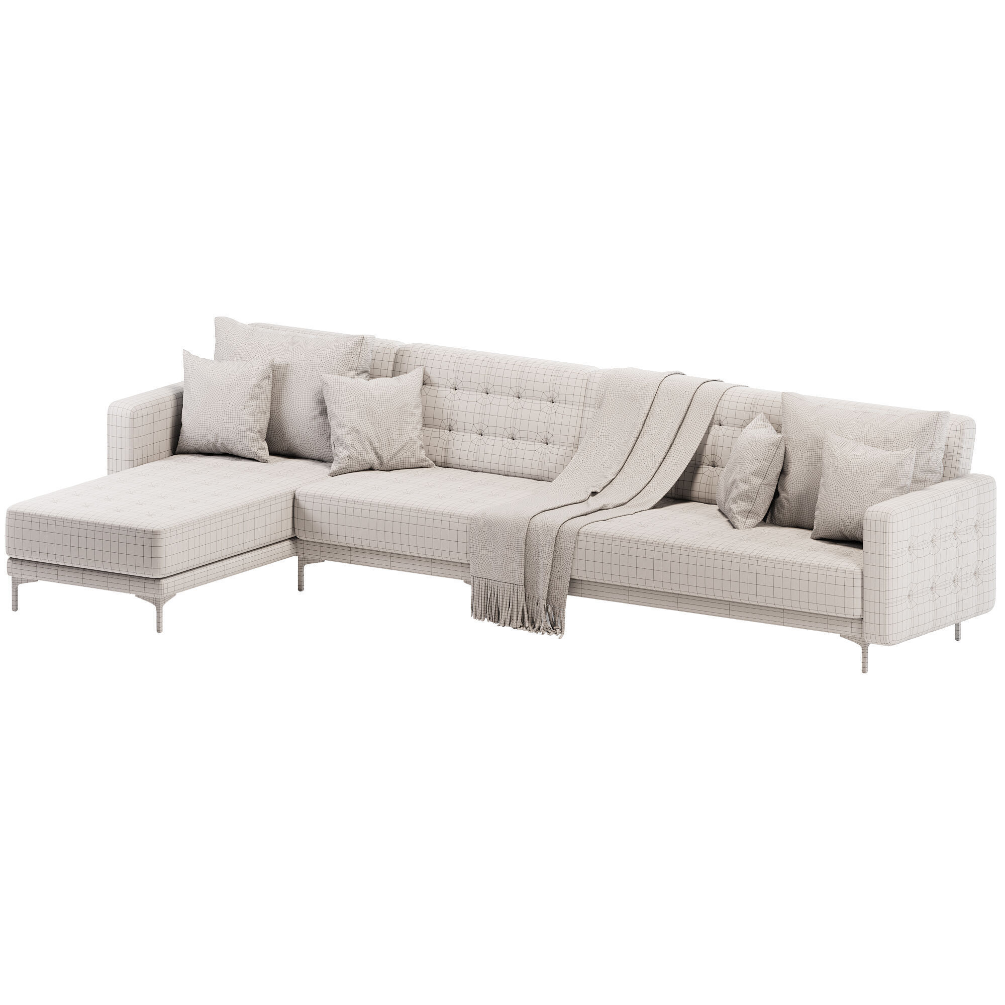 Right Hand Modular Faux Sofa 3D model_4