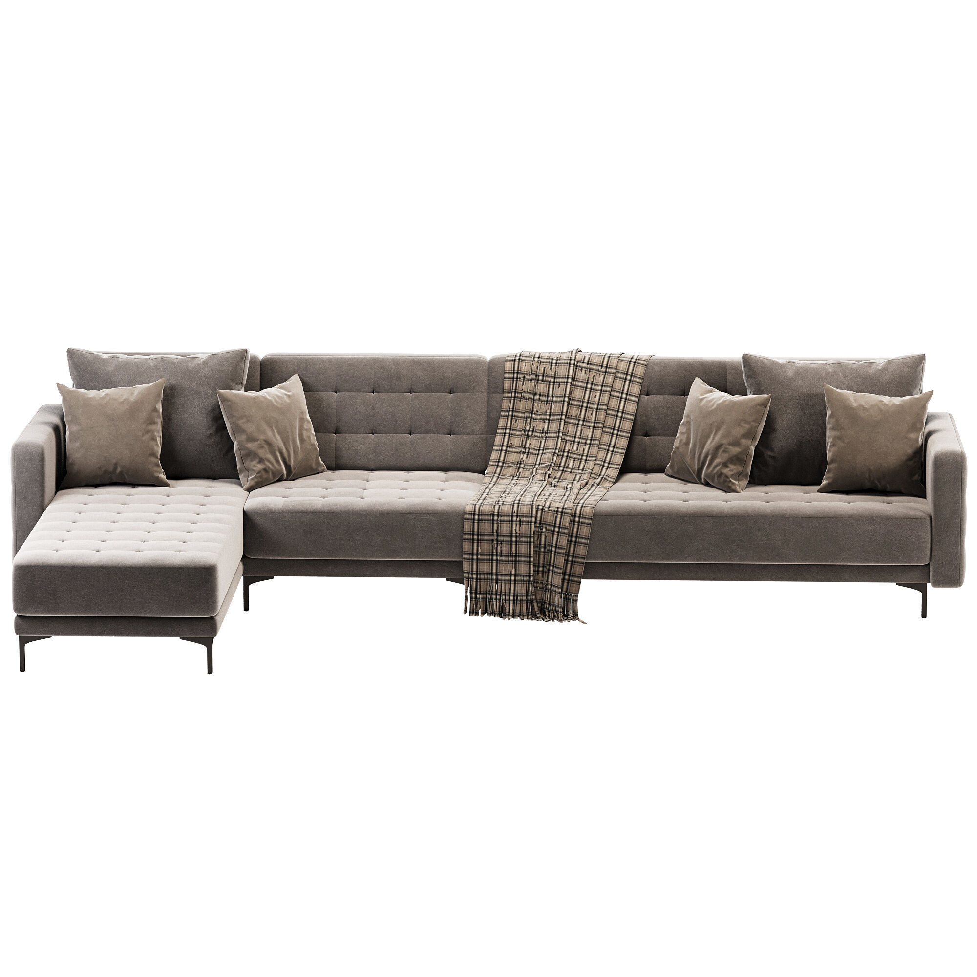 Right Hand Modular Faux Sofa 3D model_2