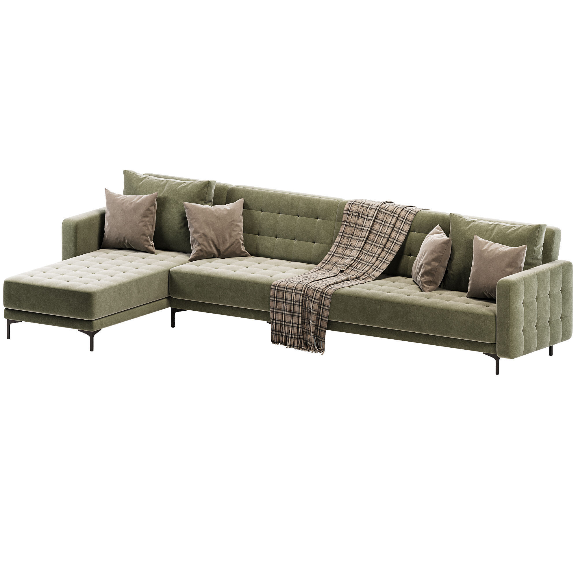 Right Hand Modular Faux Sofa 3D model_3