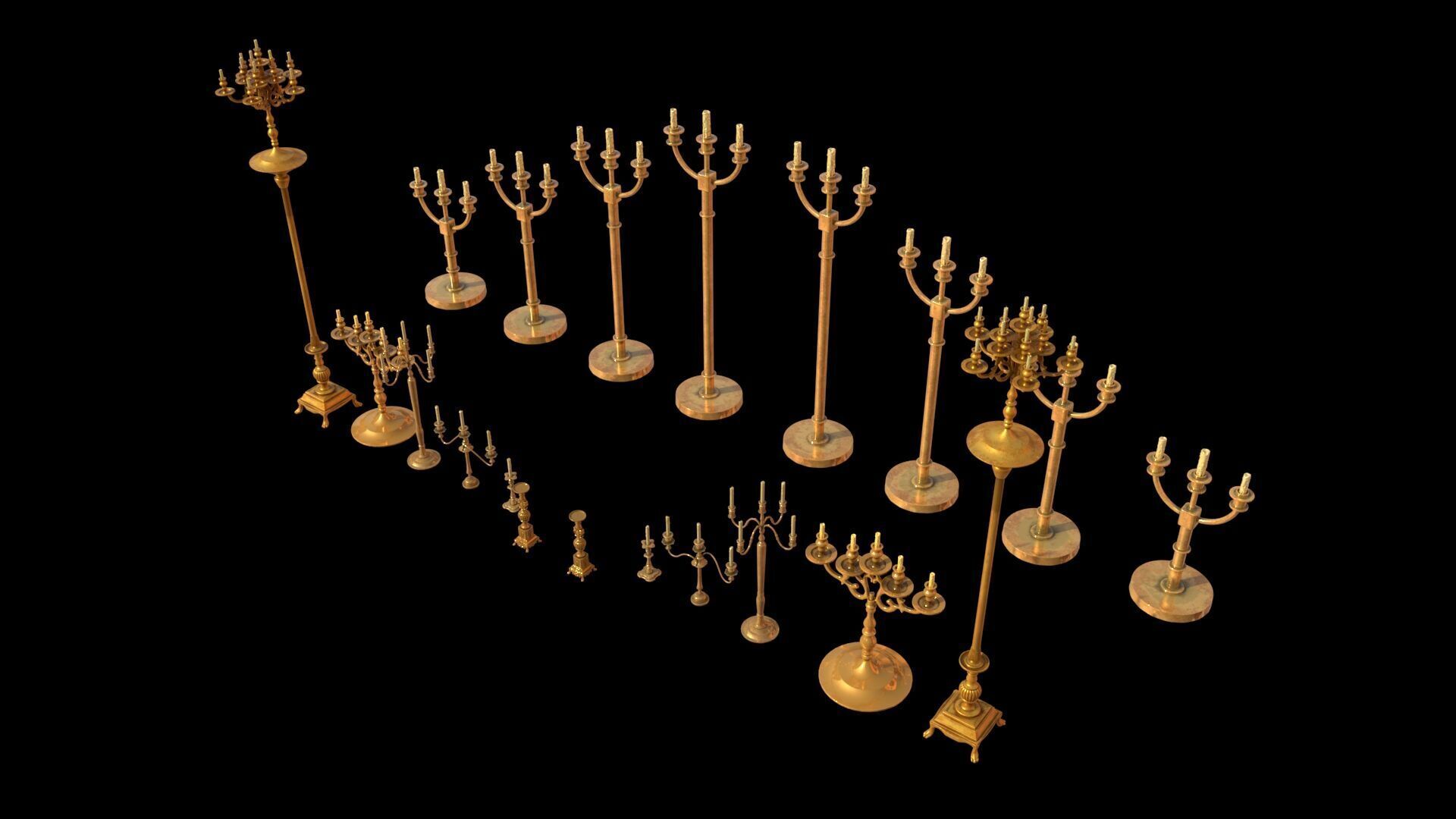 church candle light stand 3D model_4
