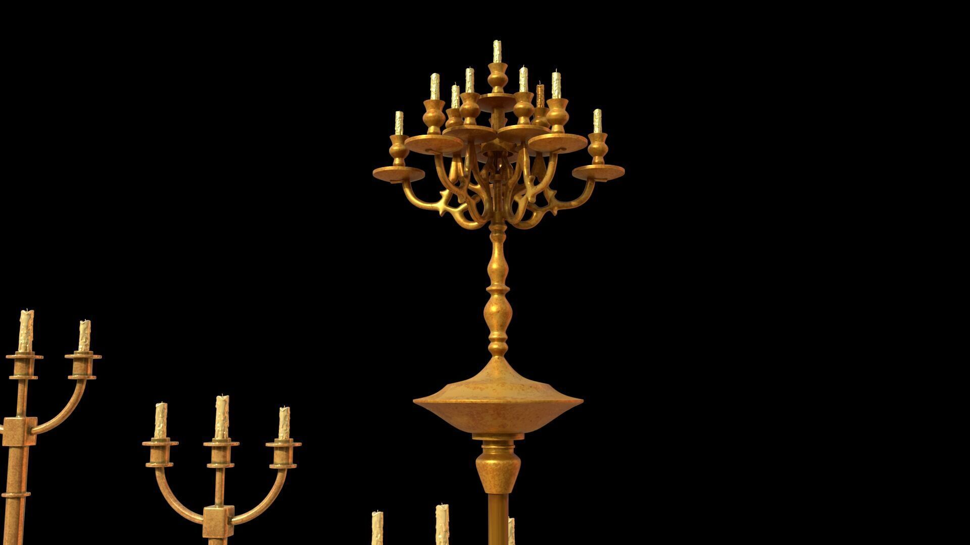 church candle light stand 3D model_2