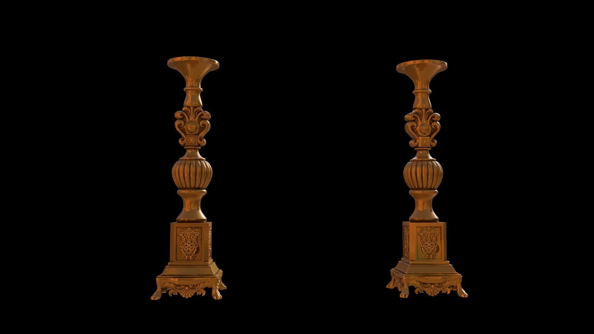 church candle light stand 3D model_1